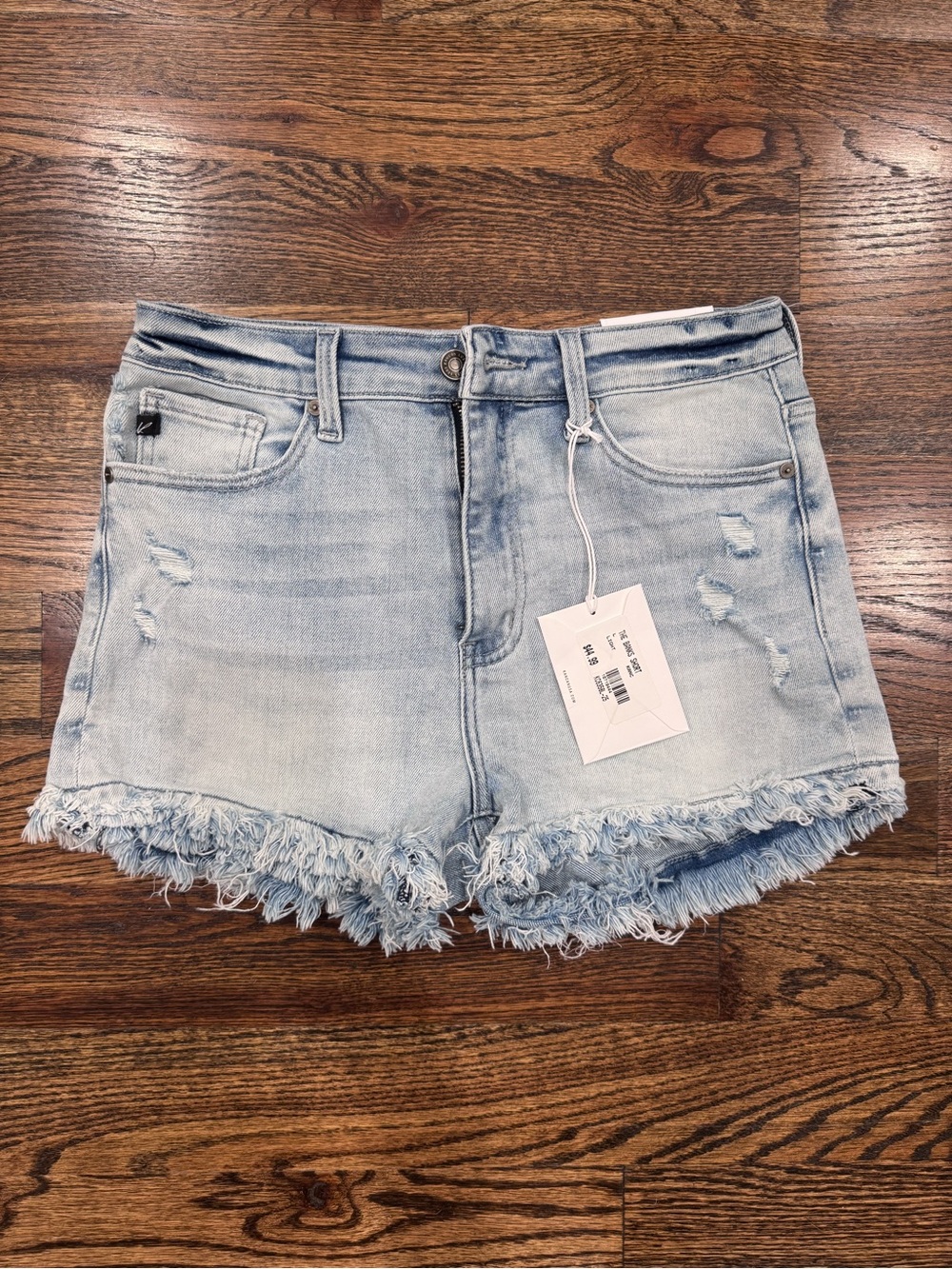 KanCan Light Blue Distressed Frayed Hem Denim Shorts
